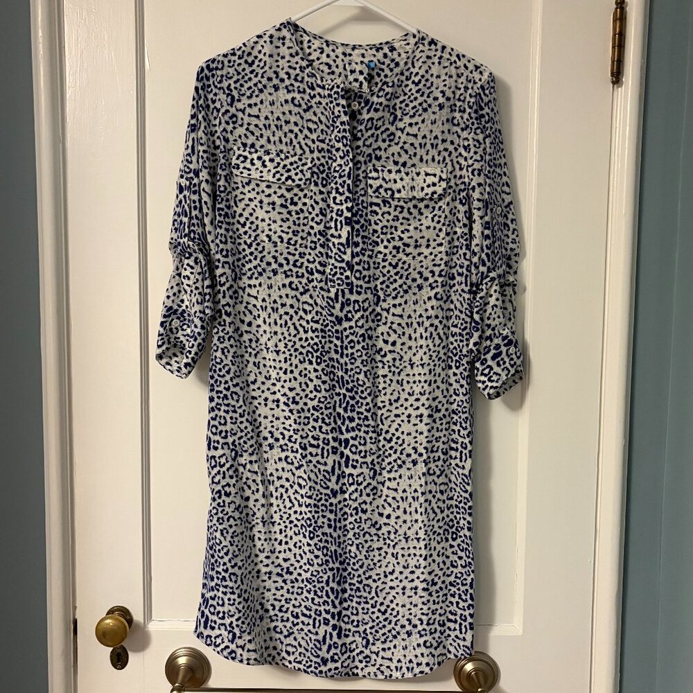 J McLaughlin 100% silk cheetah print dress size medium preppy animal print